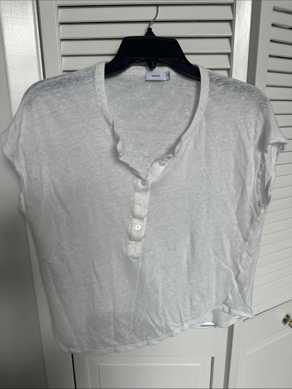 Vince White Short Sleeve Henley Tee